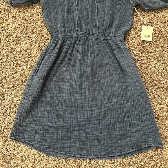 a.n.a Women’s Short Sleeve Popover Dress, 100% Cotton - Acid Wash Denim- NWT - Picture 14 of 14